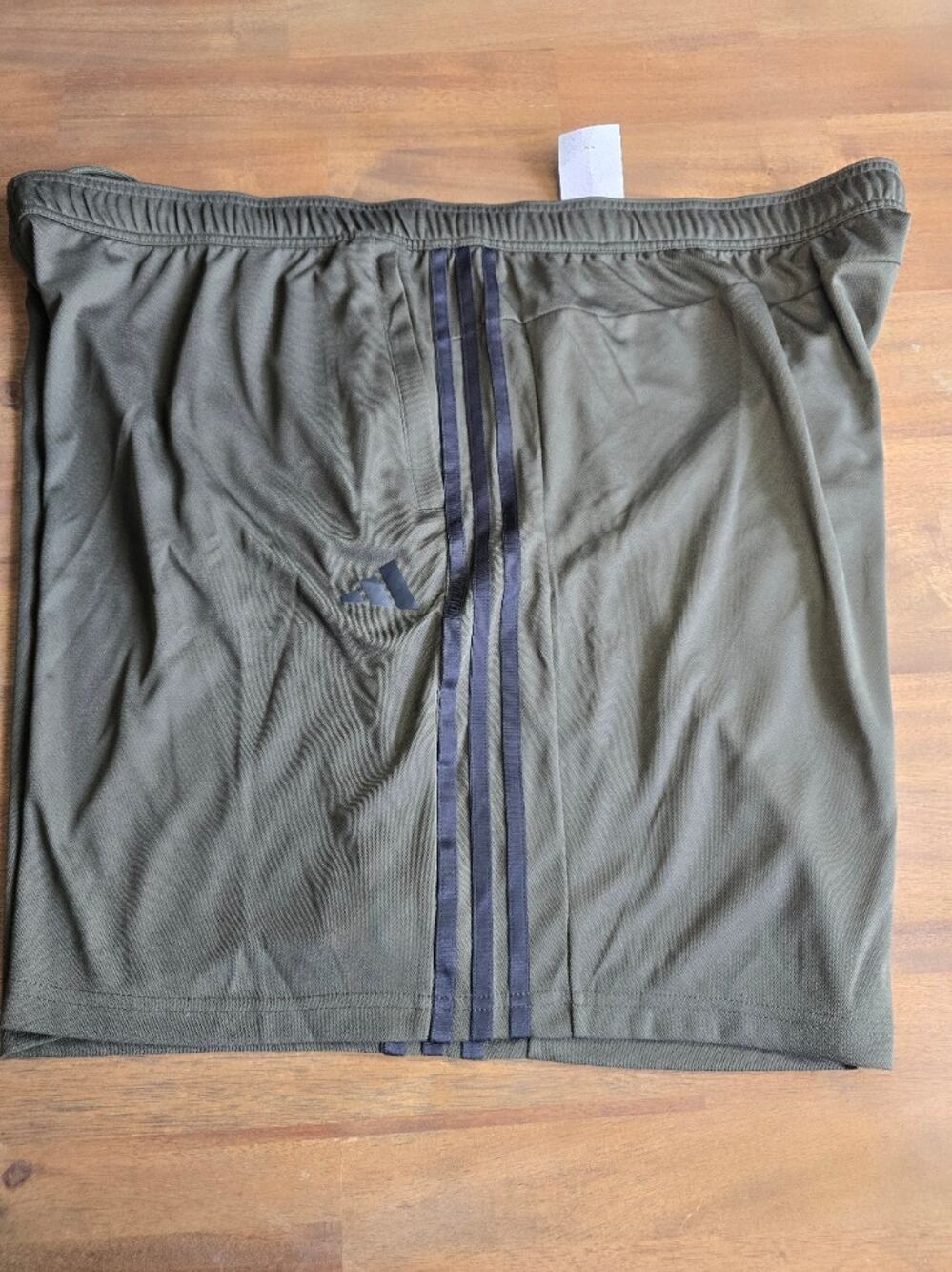 Adidas Essential Training 3 Stripe Woven Short Night Cargo Green Men's 4XL NWT